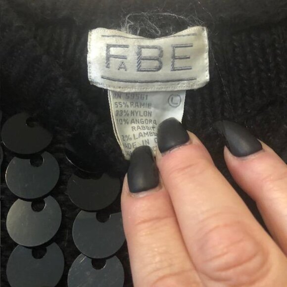 FABE Vintage Women's Sequin Sweater Part Angora Wool, Very Good Condition Size L - Picture 4 of 6